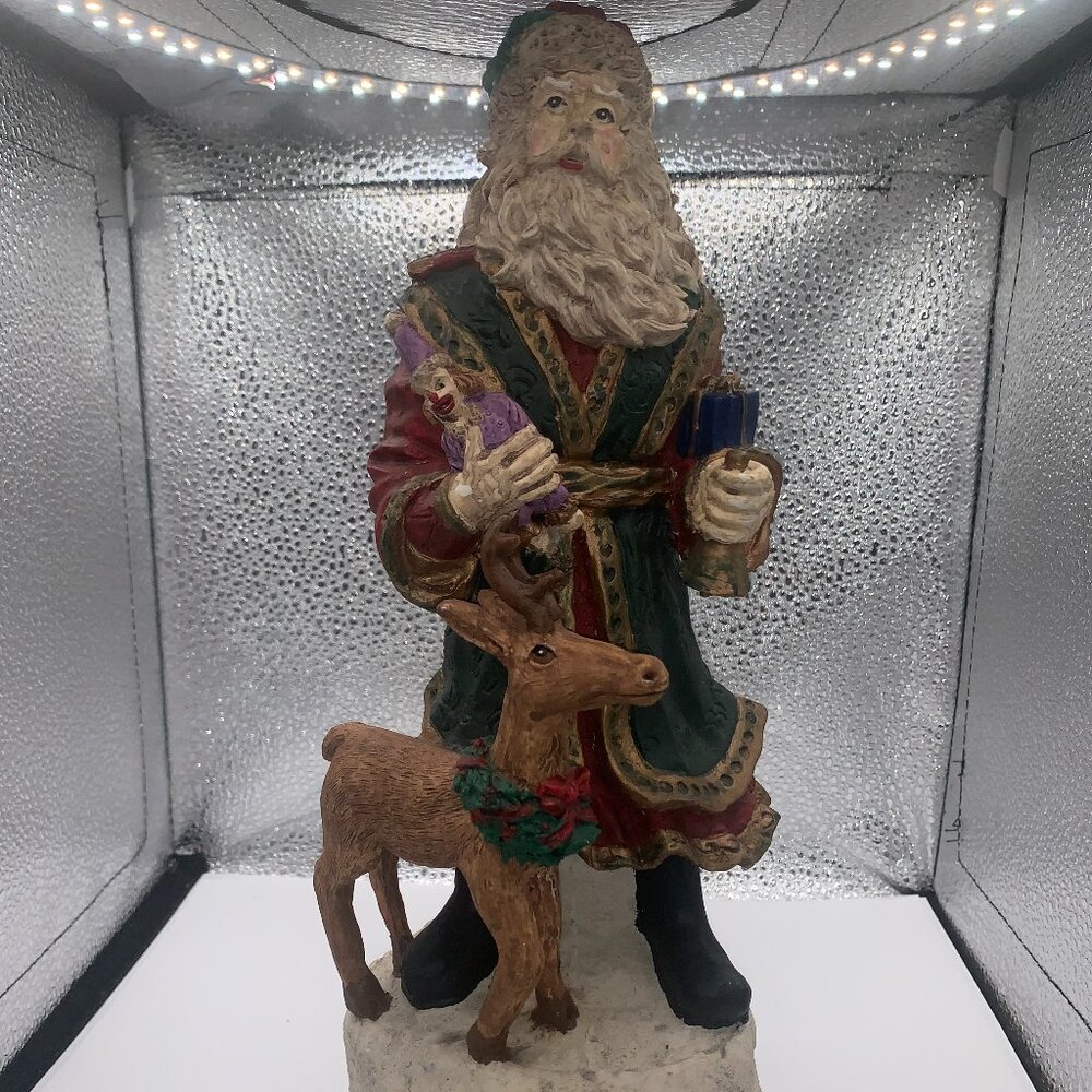 Santa Claus Reindeer Holiday Ceramic Figure Statute SELLING AS IS